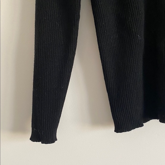 Alfred Sung Merino Wool Ribbed Mock-Neck Sweater — Black (M) - Picture 5 of 7